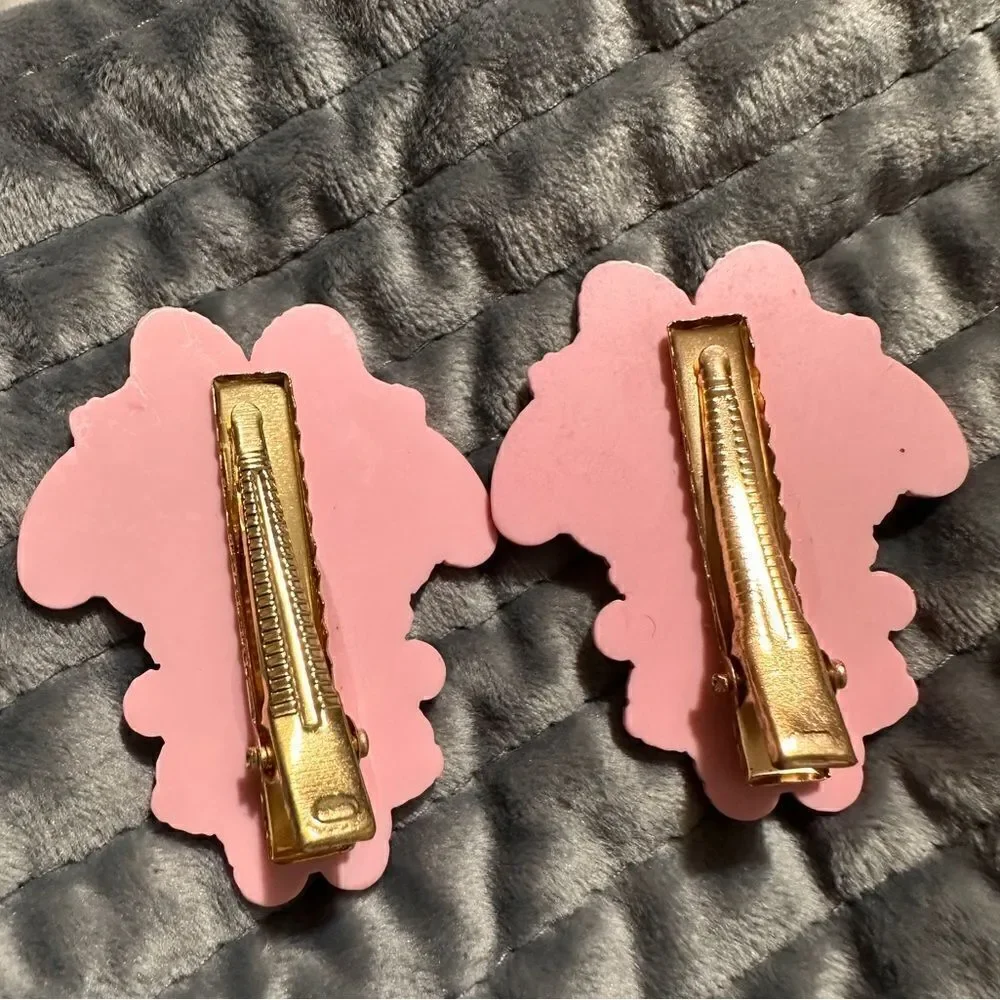 My Melody Hair Clips 2 Pcs – Cute Sanrio Acrylic Barrettes with Pink Bow